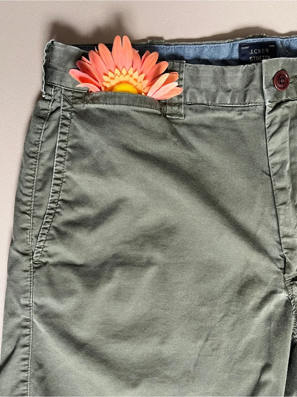 J. Crew Olive Green Stretch Chino Shorts Men's 30